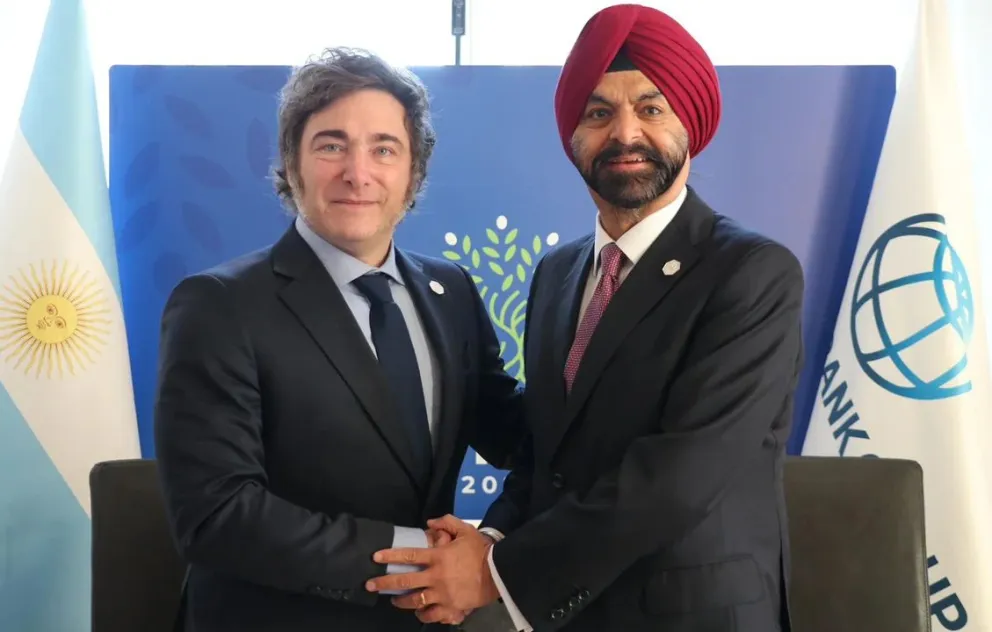 El presidente Javier Milei junto al presidente del Banco Mundial, Ajay Banga