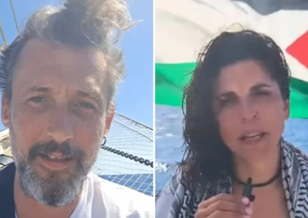 Carlos Bértola y Cele Fierro, dos de los argentinos que se embarcaron en la Flotilla