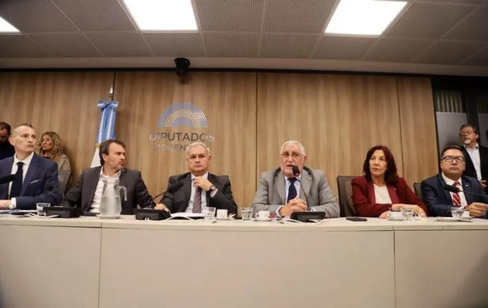 Ricardo Diab, Beatriz Tourn y Blas Taladrid junto al presidente de la Comisión de Pequeñas y Medianas Empresas, Pablo Farías; y el vicepresidente de la Comisión de Comercio, Lisandro Nieri